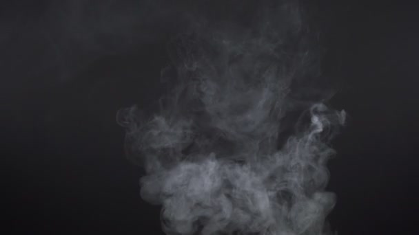 Fumée de cigarette nuageuse blanche sur fond noir — Video