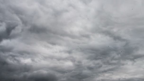 Tiro de nubes lluviosas en el cielo azul — Vídeos de Stock
