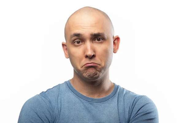 Foto van de jonge trieste Bald Man — Stockfoto