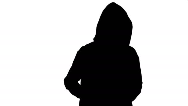 Drugshandelaren silhouet op witte achtergrond — Stockvideo