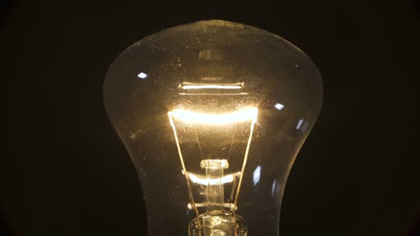 Incandescent lamp on black background — Stock Video
