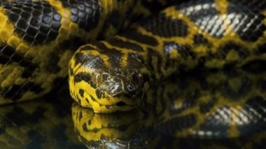 Sarı boa anaconda kamera bakarak Closeup video