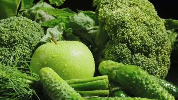 Vídeo del grupo de verduras verdes — Vídeo de stock