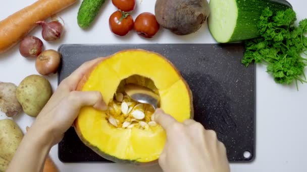 Vidéo de pips de citrouille fraîche — Video