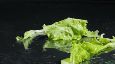 Düşen yeşil salata yapraklarının videosu