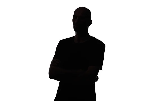 Picture of bald mans isolated silhouette on white background — Stock Photo, Image