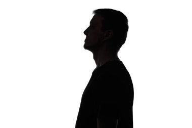 Photo of mans isolated silhouette in profile clipart