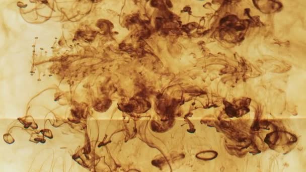 Film av brunt bläck som löses upp i vätska — Stockvideo