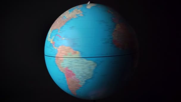 Shooting of spinning round political globe with countries — Stok Video