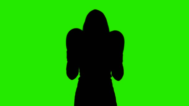 Video of womans silhouette with boxing gloves on chroma key — Stock Video