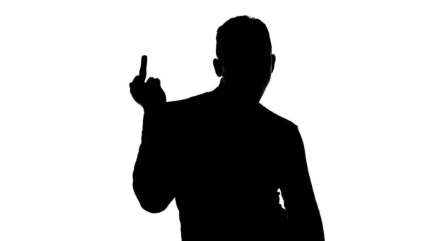 Відео силует чоловіка, що показує палець — стокове відео