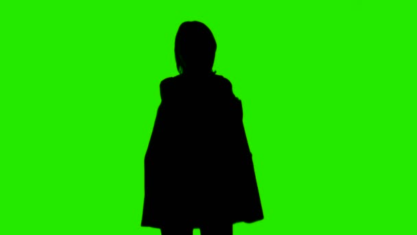 Vídeo de las mujeres silueta traje de vestir chaqueta sobre fondo verde — Vídeos de Stock