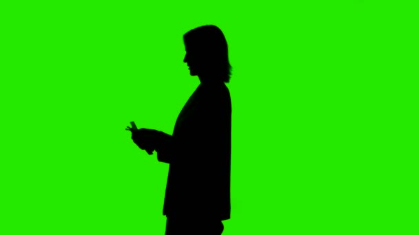 Shooting of counting money womans silhouette — Stock Video
