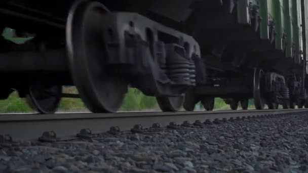 Sparatoria del treno merci in movimento sulla ferrovia — Video Stock