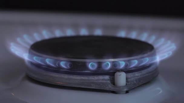 Vidéo de cuisinière à gaz avec flamme bleue — Video