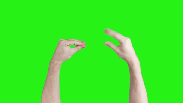 Video of male hands showing bla-bla on green background — Stock Video