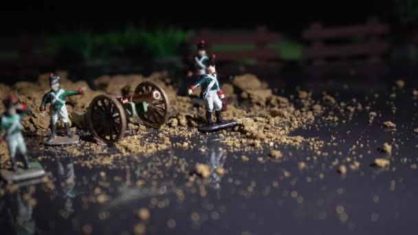 Tiro de soldados de estanho feitos à mão com foco — Vídeo de Stock