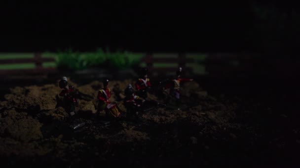 Video of old tin soldiers and war reconstruction — Stock Video