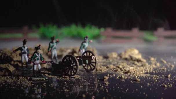 Video of tin soldiers and war reconstruction with smoke — Stock Video