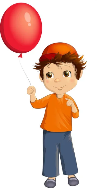 Niña con un globo rojo — Archivo Imágenes Vectoriales