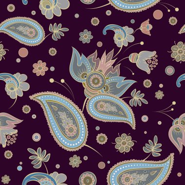 Vektör dikişsiz soyut desen paisley çiçek halı doku