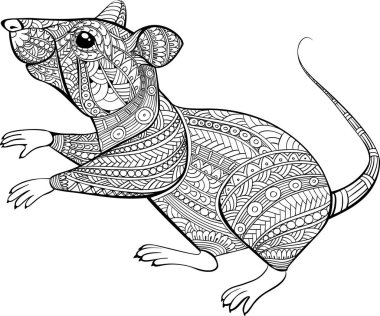 T-shirt ve diğer için el çizilmiş zentangle sıçan sembolü yıl 2020 