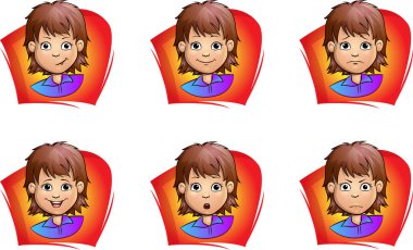 Çeşitli ifadeler duygu ve ruh vektör illüstrasyon. Se