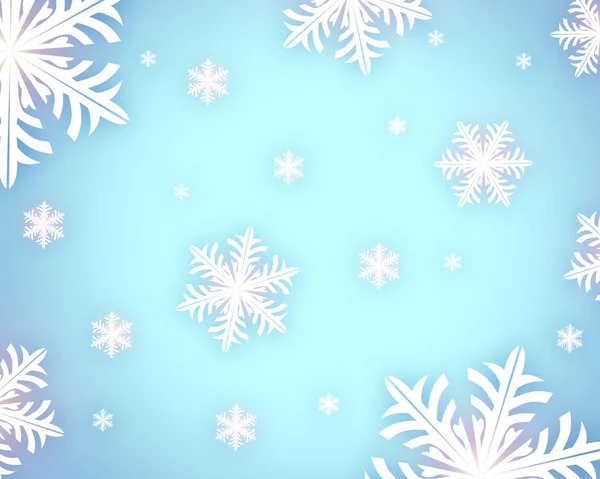 冬の装飾的な雪の結晶と美しい背景 — ストック写真