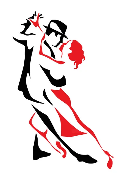 探戈舞夫妇男人和女人矢量插图 图标为丹兴学校 — 图库矢量图片
