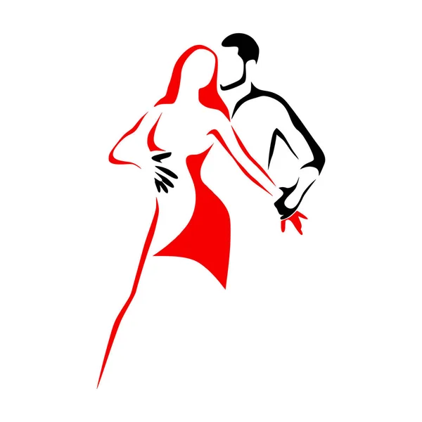 Logo de la escuela de baile o festival de salsa. Pareja bailando música latina — Vector de stock