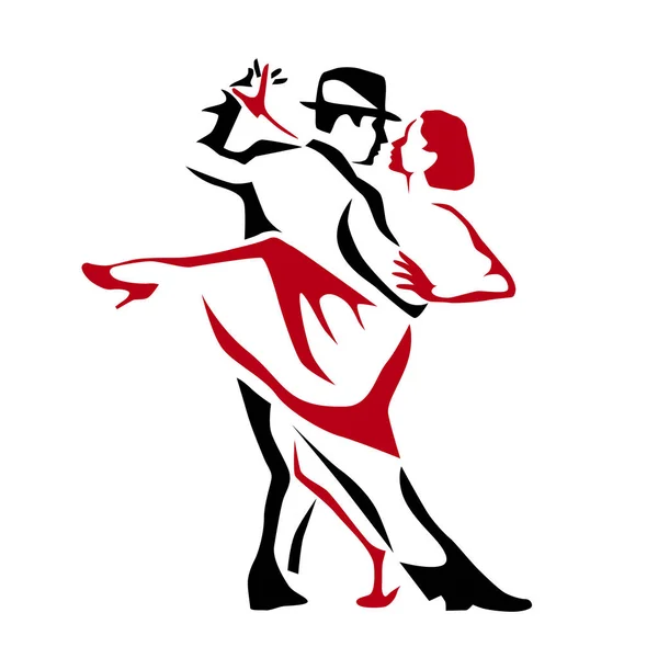 Tango dancing couple man and woman vector illustration, logo, icon for dansing school, party — Stock Vector