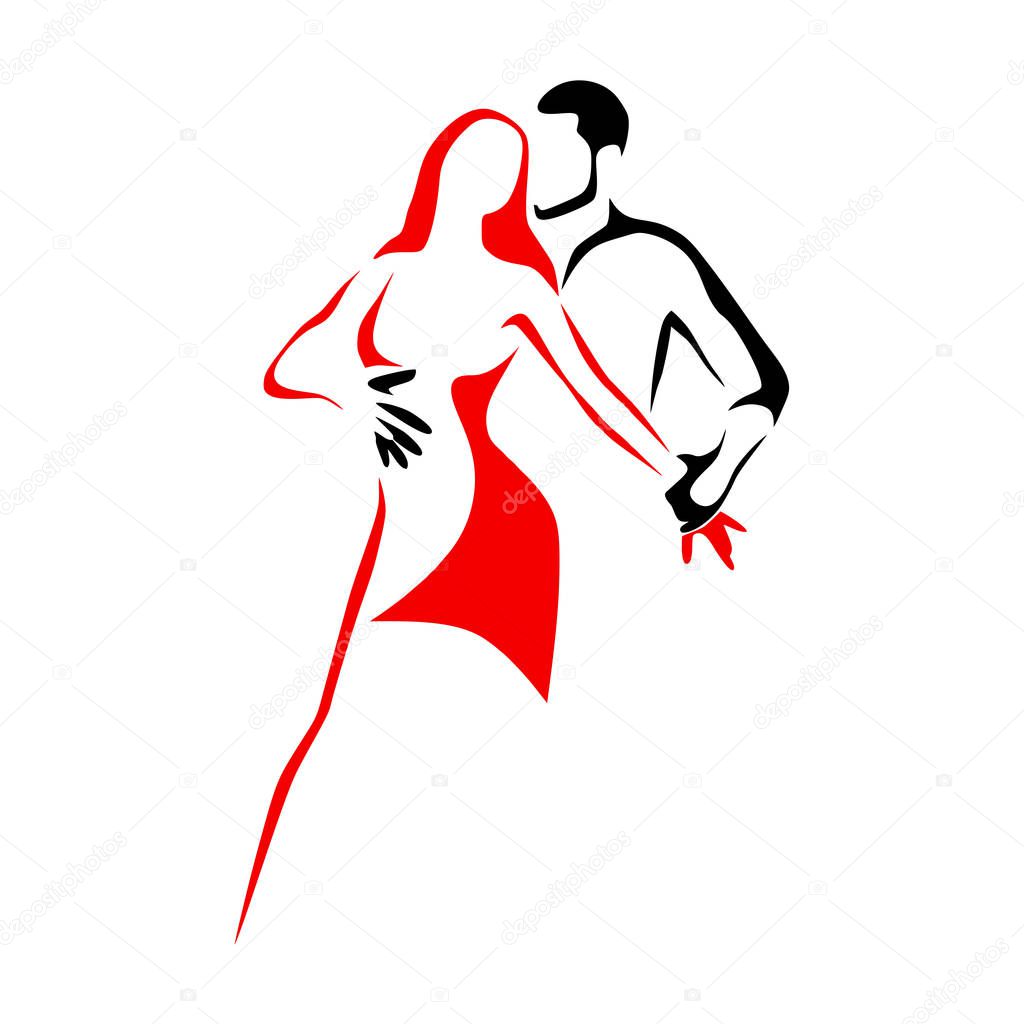 Salsa dance school or festival logo. Couple dancing latin music
