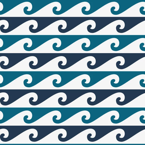 Mavi ve beyaz dikişsiz dalga deseni, kumaş, tekstil, duvar kağıdı için maori dövme tarzı çizgi dalga süs. Japonya tarzı süs. — Stok Vektör