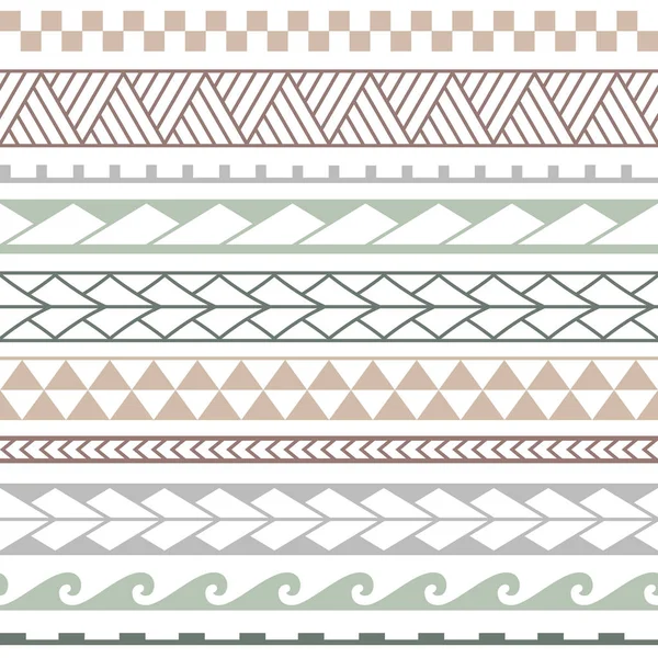 Maori tarzıvektör etnik dikişsiz desen. Dekoratif etnik unsurlar ile geometrik sınır. Pembe ve gri yatay desen. Ev dekorasyonu, ambalaj kağıdı, kumaş, halı, tekstil, kapak için tasarım — Stok Vektör