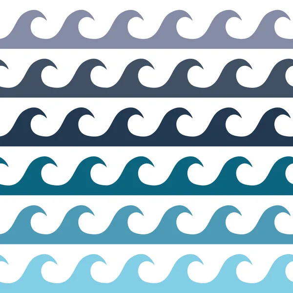 Mavi ve beyaz dikişsiz dalga deseni, kumaş, tekstil, duvar kağıdı için maori dövme tarzı çizgi dalga süs. Japonya tarzı süs. — Stok Vektör