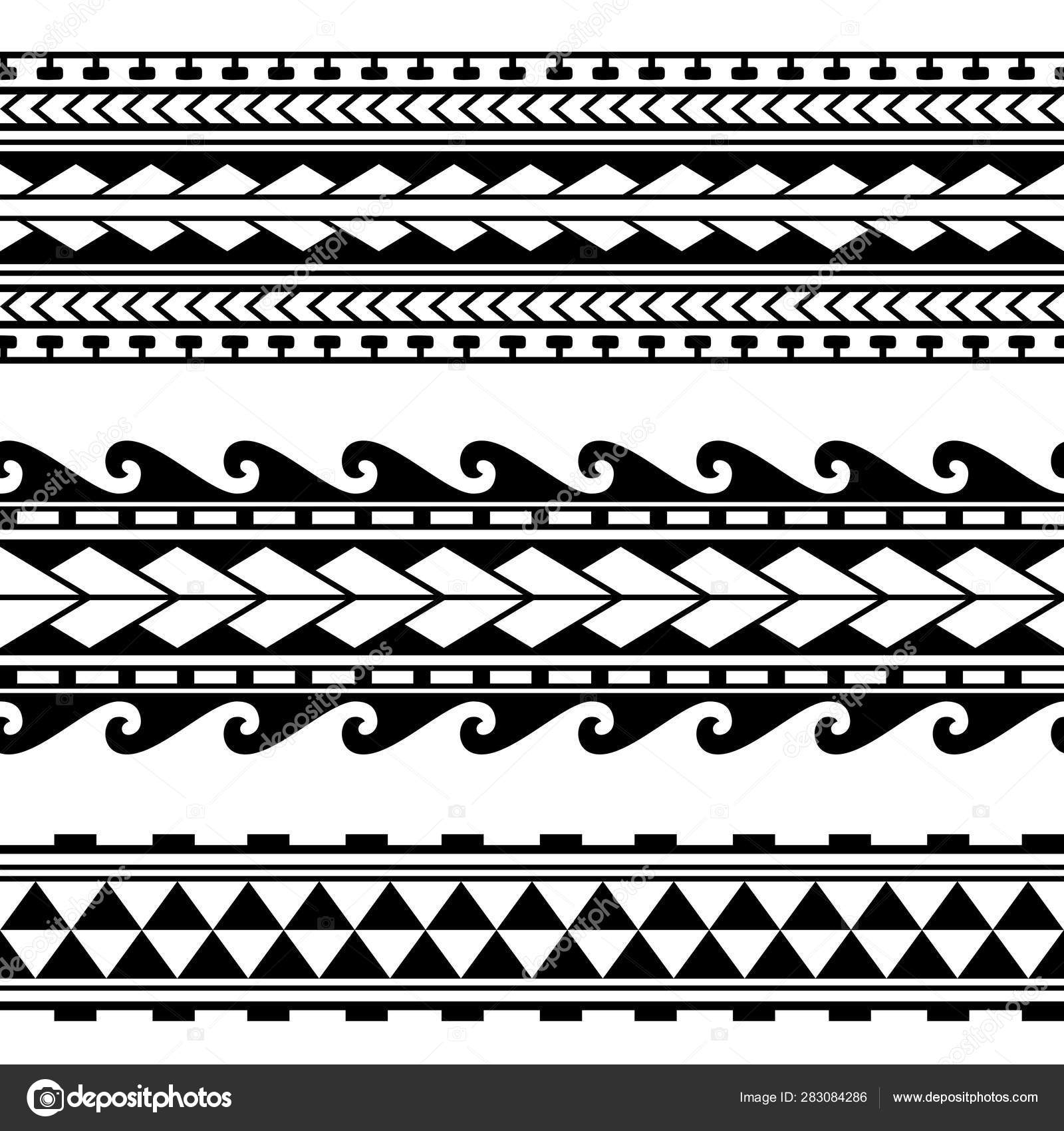 Maori Polynesian Tattoo Border Tribal Sleeve Seamless Pattern Vector Samoan Bracelet Tattoo Design Fore Arm Or Foot Armband Tattoo Tribal Band Fabric Seamless Ornament Isolated On White Background Stock Vector Image By C