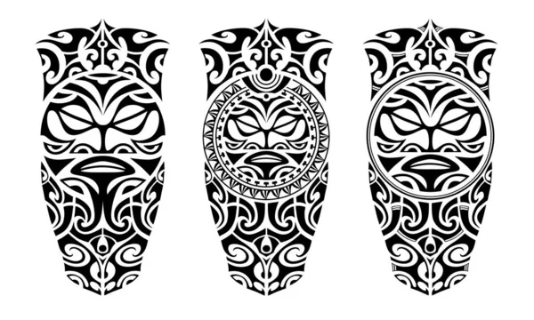 Set de boceto de tatuaje estilo maorí para pierna u hombro — Vector de stock