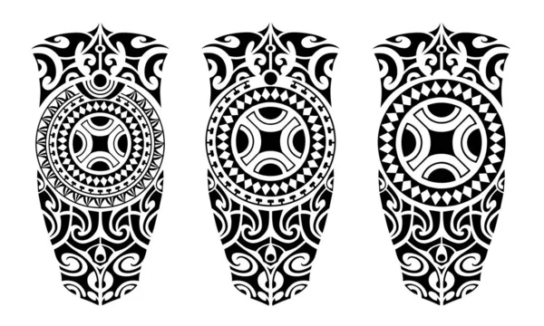 Ensemble de tatouage croquis style maori pour jambe ou épaule — Image vectorielle