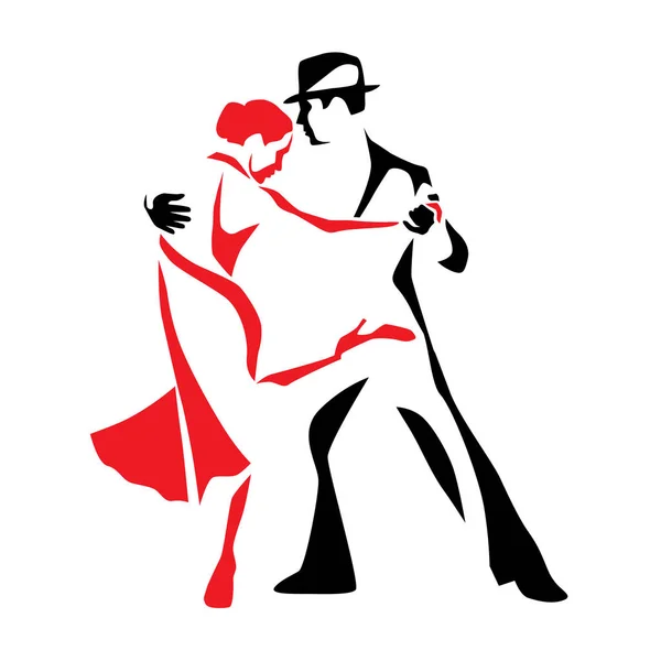 Tango dancing couple man and woman vector illustration, logo, icon for dansing school, party — Stock Vector