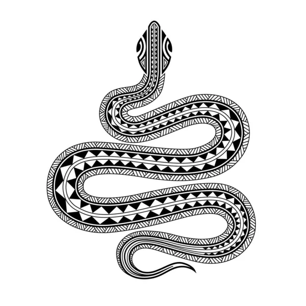 Snake Tattoo Sketch Stile Maori Serpente Zodiacale Cinese Sospira — Vettoriale Stock