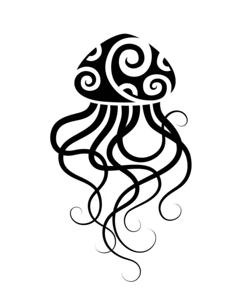 Denizanası Maori Tarzı Dövme Çizimi Veya Logosu — Stok Vektör