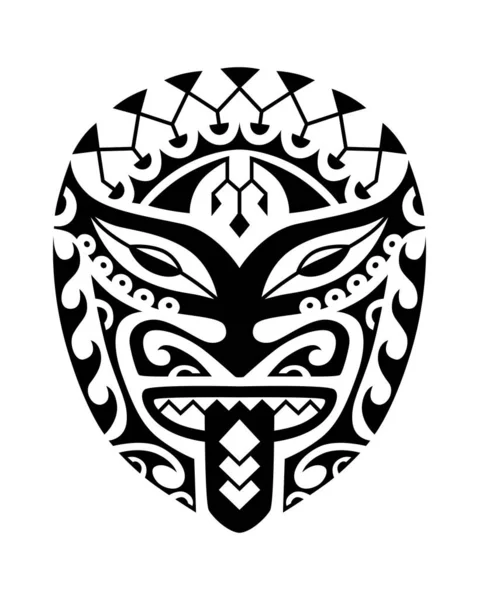 蒙面纹身装饰毛利族风格 非洲传统的传统面具 Tiki Moko 图腾矢量设计 来自波利尼西亚和夏威夷的装饰 部落民间艺术背景 — 图库矢量图片