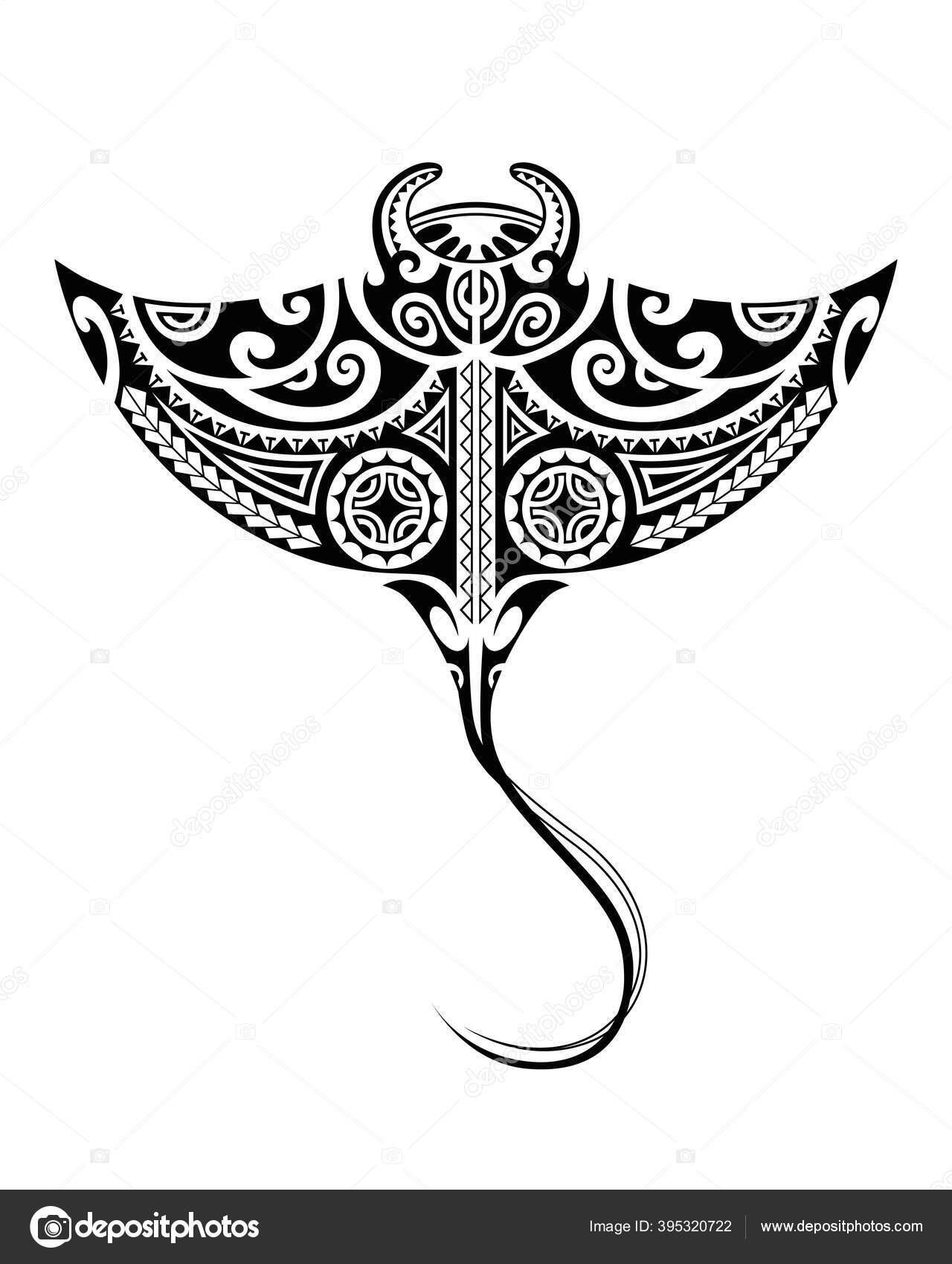 Stingray Manta Maori Style Tattoo Sketch Tribal Ethno Style Tattoo Vector Image By C Marinastorm5554 Vector Stock