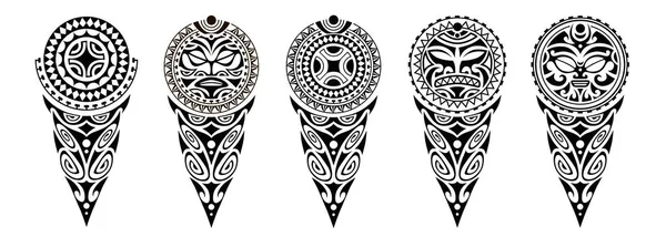 Set Disegno Del Tatuaggio Stile Maori Gamba Spalla — Vettoriale Stock