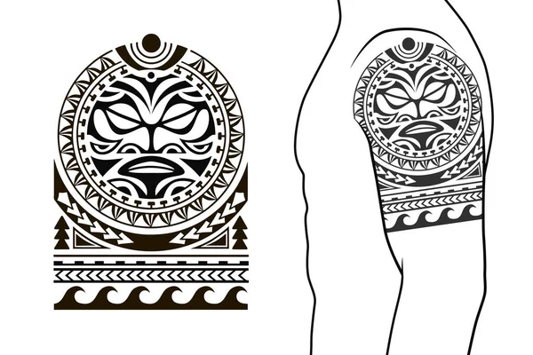 Patrón Tatuaje Estilo Tribal Maorí Apto Para Hombro Brazo Con — Vector de stock