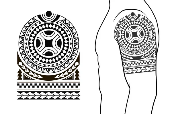 Maori Tribal Style Tattoo Pattern Fit Shoulder Arm Example Body — Stock Vector