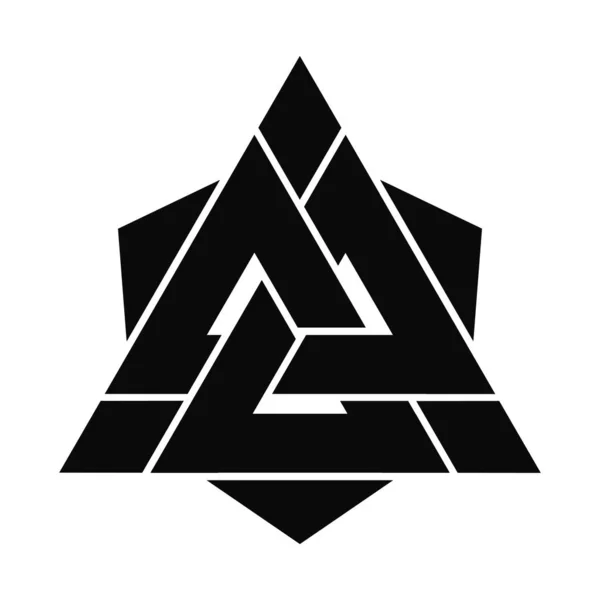 Viking Valknut Sign Symblol Icon Black Color Interwoven Triangles Vector — Stock Vector