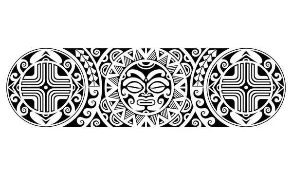 Maori Polinesia Tatuaje Frontera Tribal Manga Sin Costuras Patrón Vector — Vector de stock