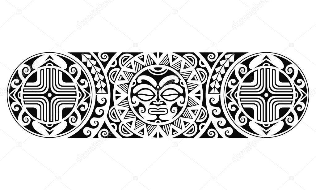 Maori Polynesian Tattoo Border Tribal Sleeve Seamless Pattern Vector With Sun Face Samoan Bracelet Tattoo Design Fore Arm Or Foot Armband Tattoo Tribal Premium Vector In Adobe Illustrator Ai Ai