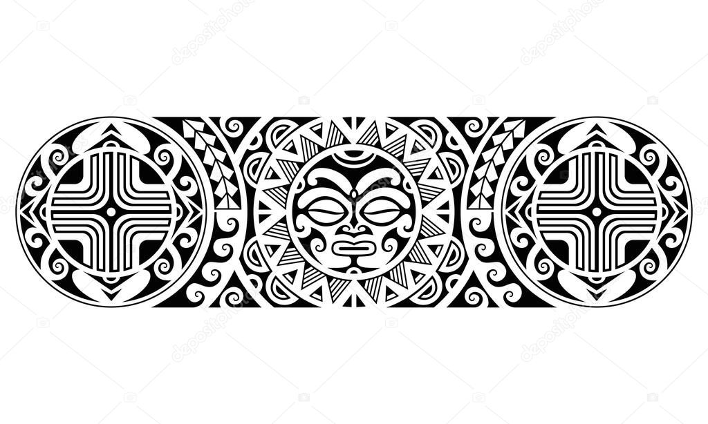 Maori Polynesian Tattoo Border Tribal Sleeve Seamless Pattern Vector With Sun Face Samoan Bracelet Tattoo Design Fore Arm Or Foot Armband Tattoo Tribal Premium Vector In Adobe Illustrator Ai Ai